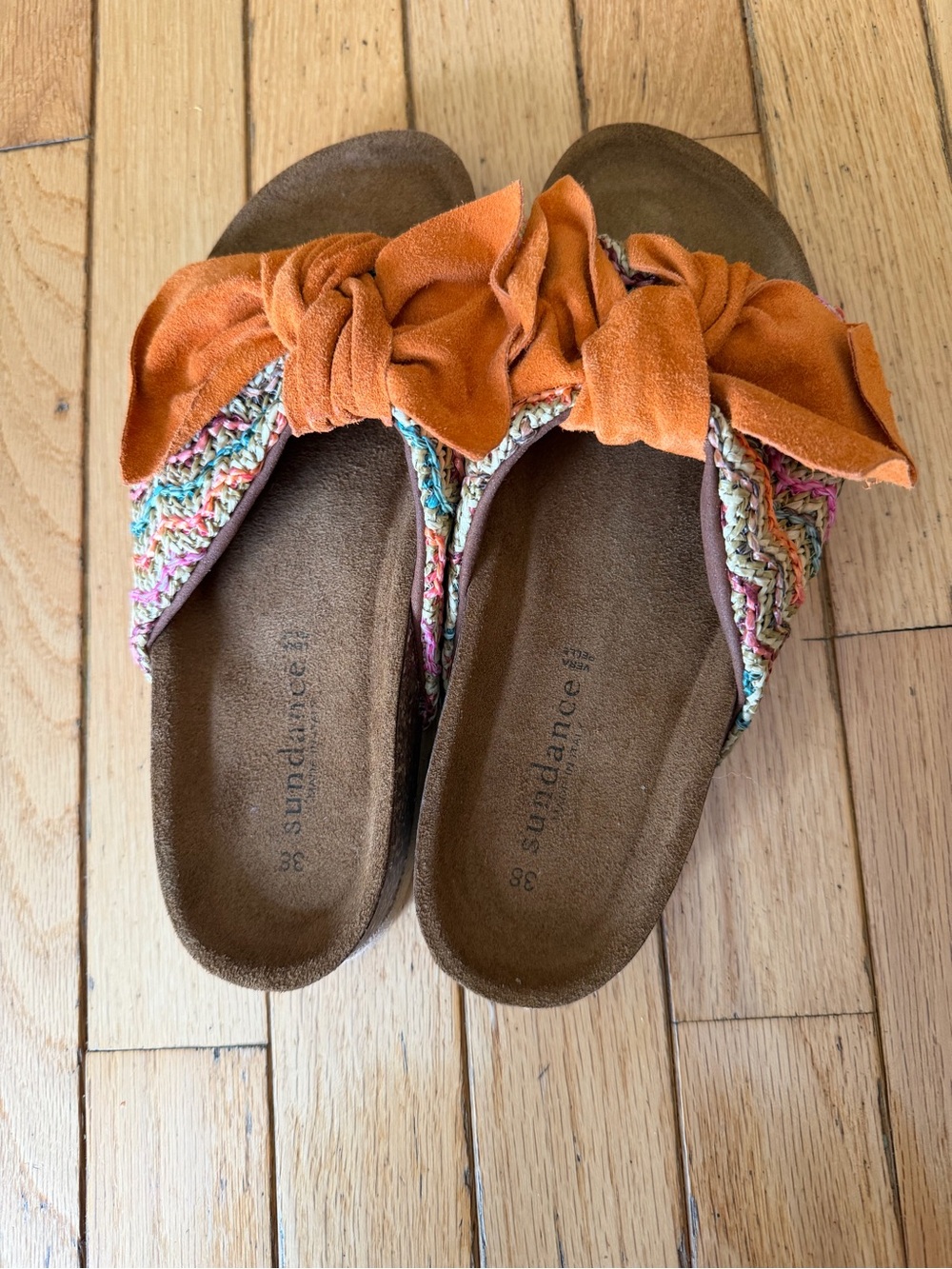Sundance Hermosa Sandals Women's 38 Multicolored Suede Bow Casual Boho Summer